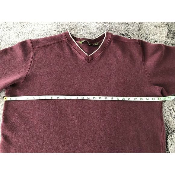 Eddie Bauer Men's Sweater XL TALL Maroon Long Sleeve V Neck Pullover Gray Trim - Picture 7 of 10